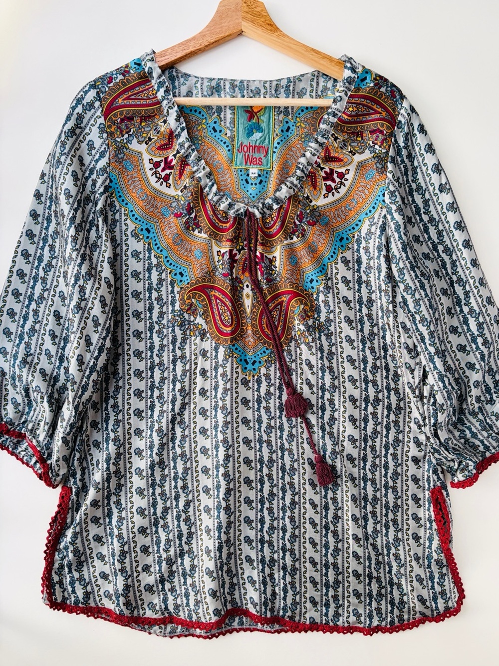 Johnny Was Silk Paisley Tunic Top Size Medium